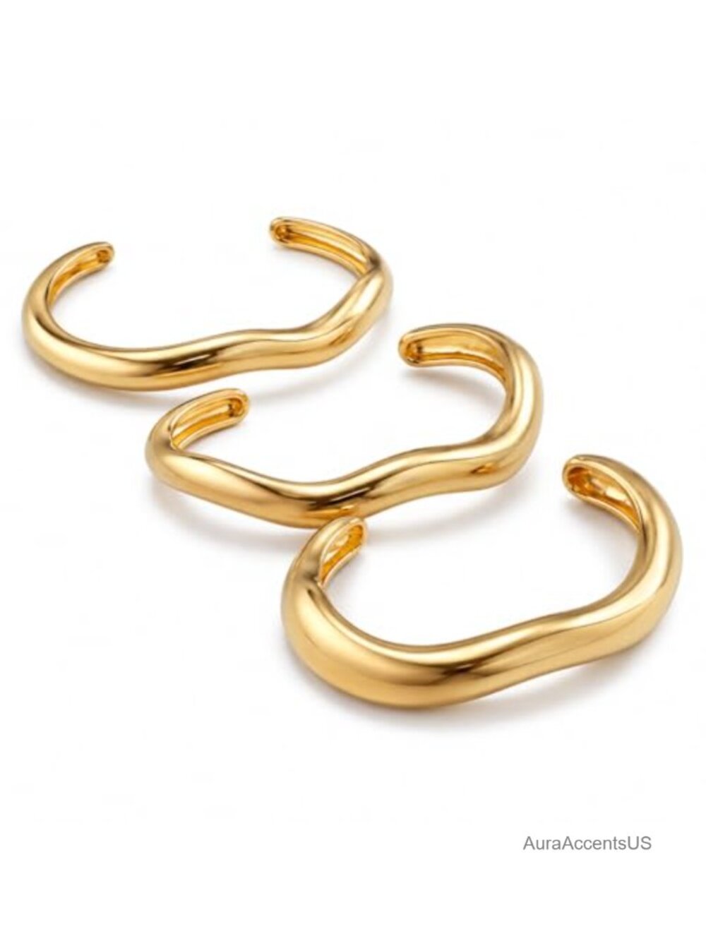 Chunky Gold Cuff Bangle Bracelets for Women Trendy Jewelry Set Non Tarnish